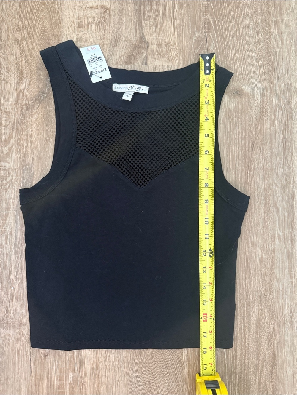 Express Women’s Black Mesh Yoke Sleeveless Tank Top - Picture 9 of 9